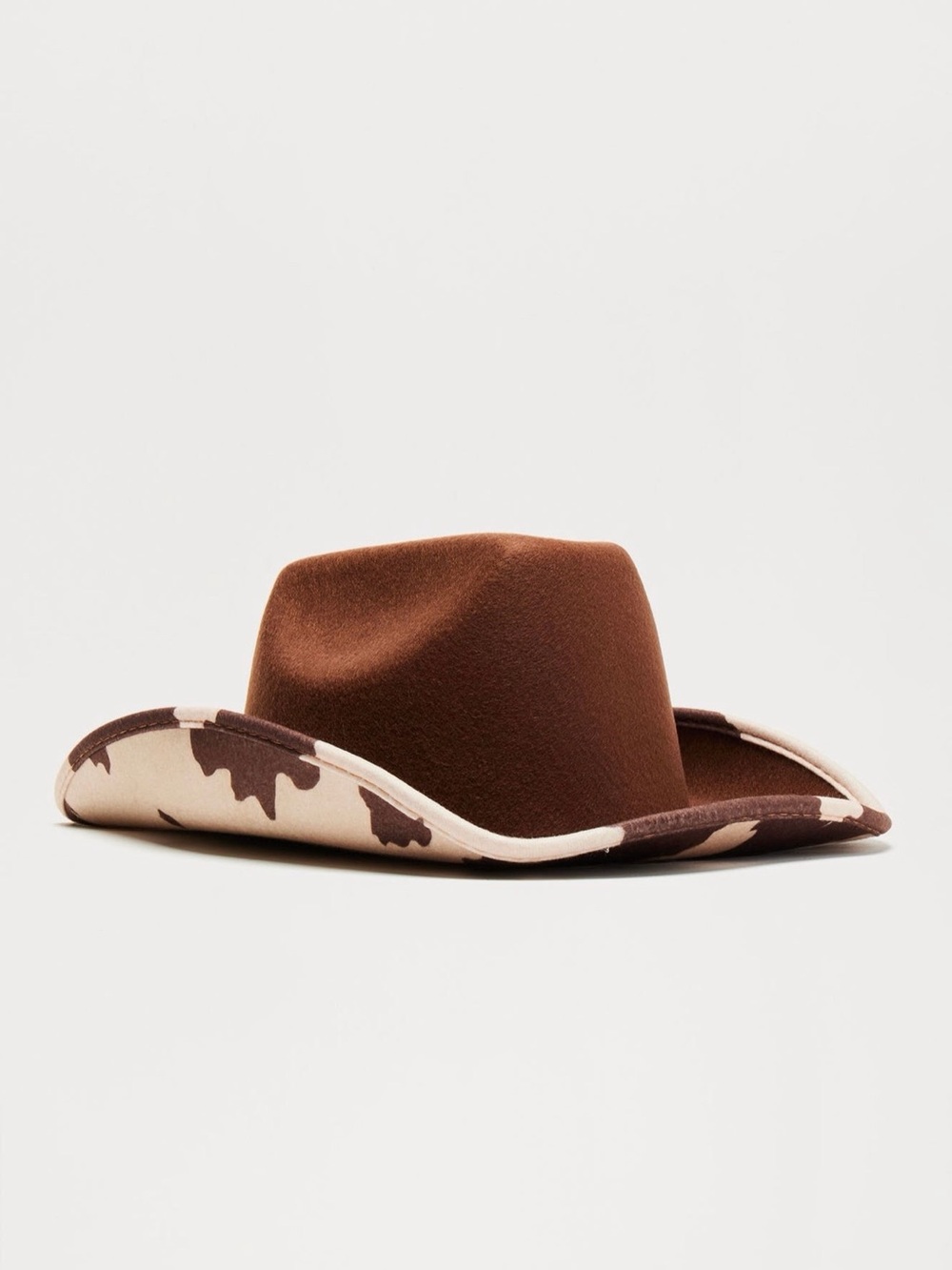 Brown Cowboy Hat with Cow Animal Print